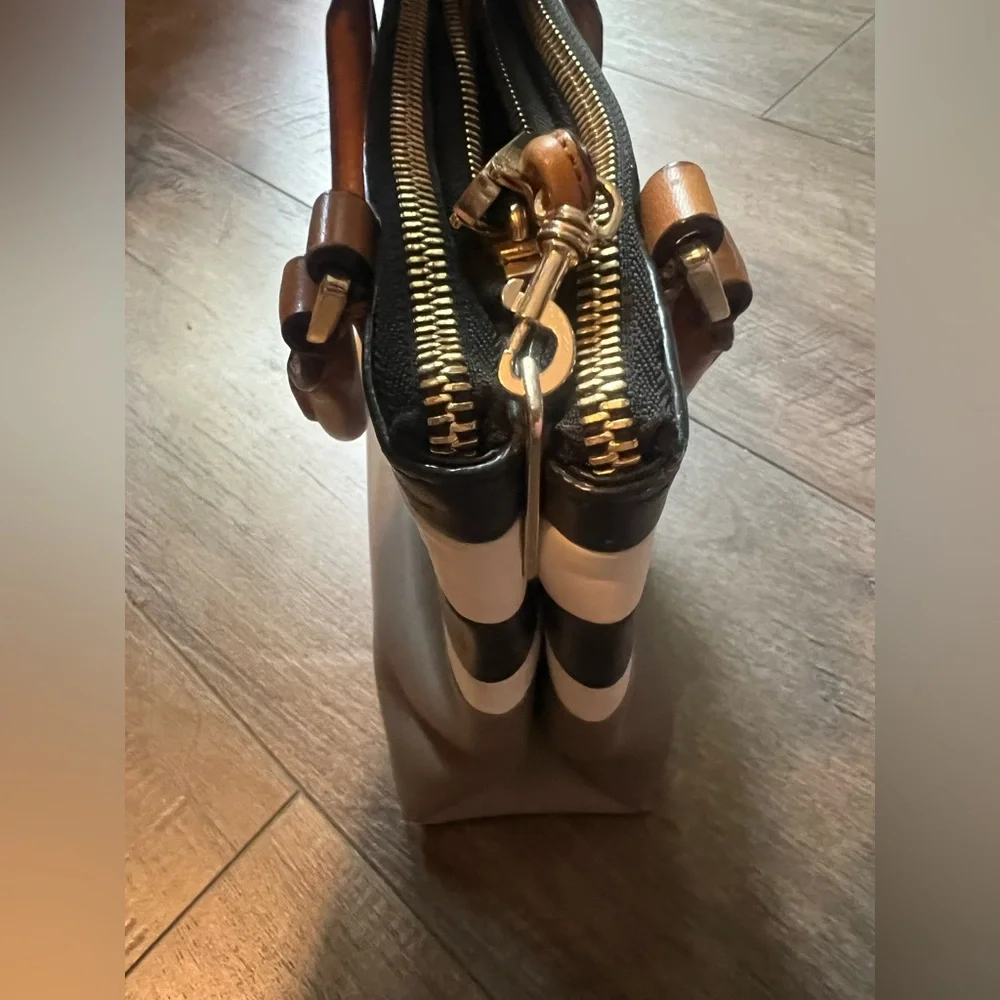 Coach Mini Black White & Gray Color Block Borough Triple Compartment Cross Body - Picture 13 of 15